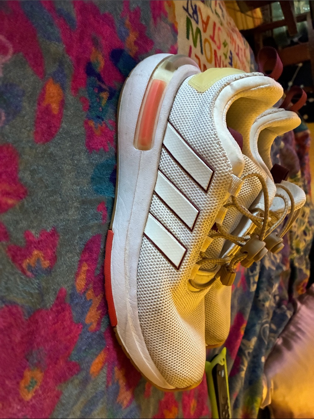 adidas White Sneakers with Pink Accent